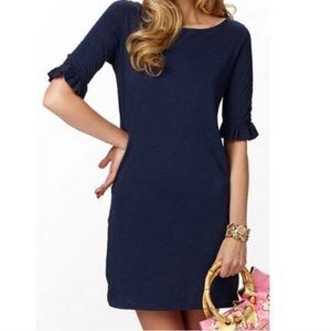 Lilly Pulitzer Somerset Ruffle Sleeve Navy Blue Dress